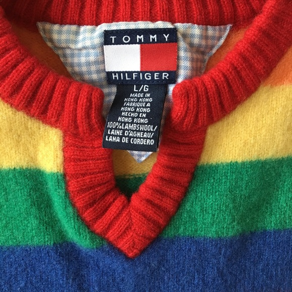 Vintage Tommy Hilfiger Rainbow Striped Sweater - Picture 2 of 3
